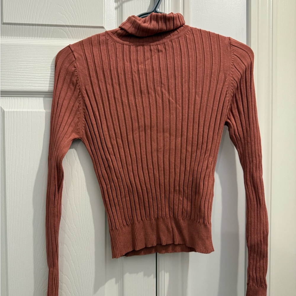 Ribbed medium Zara Turtleneck Sweater - Rust